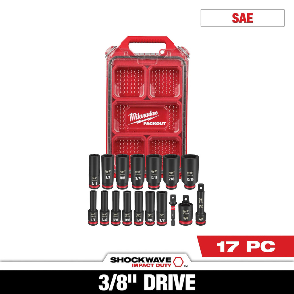 17 PC Shockwave™ Socket 3/8" Drive SAE Packout™ Set (49-66-6800)