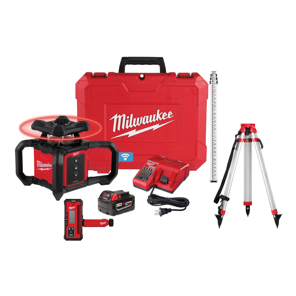 M18™ Red Exterior Rotary Laser Level Kit with Receiver, Tripod, & Grade Rod (3701-21T)