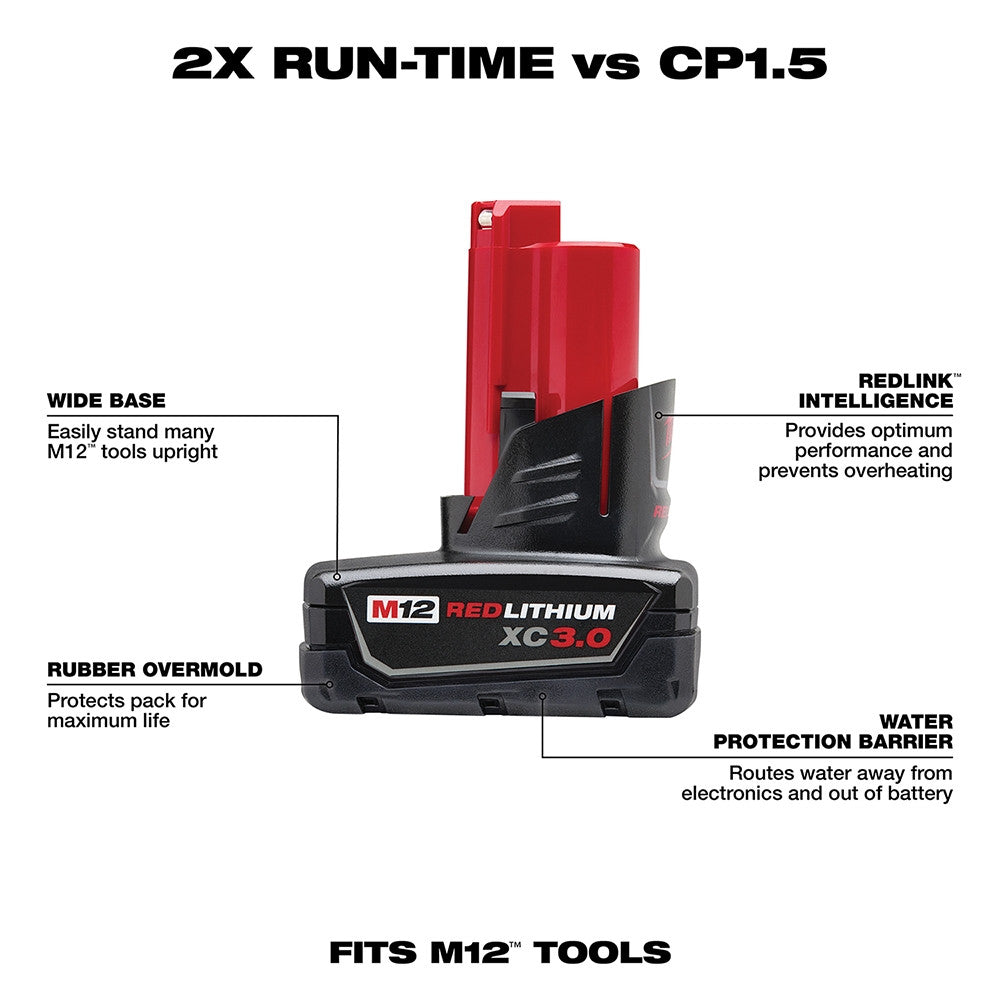 M12™ REDLITHIUM™XC 3.0Ah Battery 2 Pack (48-11-2412)