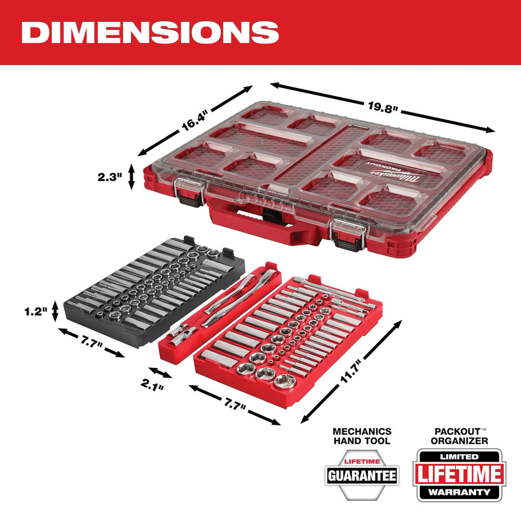 106 PC 1/4" & 3/8" Drive METRIC & SAE Ratchet & Socket Set (48-22-9486)