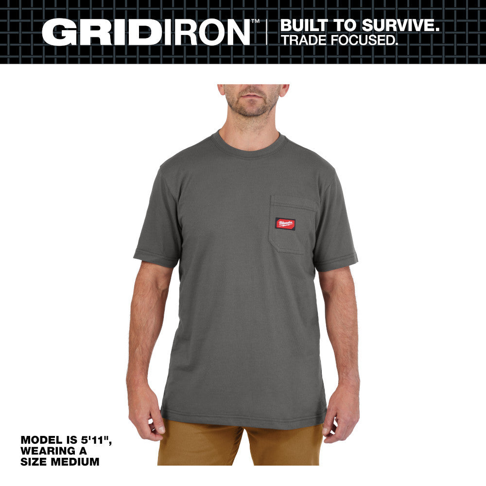 GRIDIRON™ Pocket T-Shirt - Gray Short Sleeve