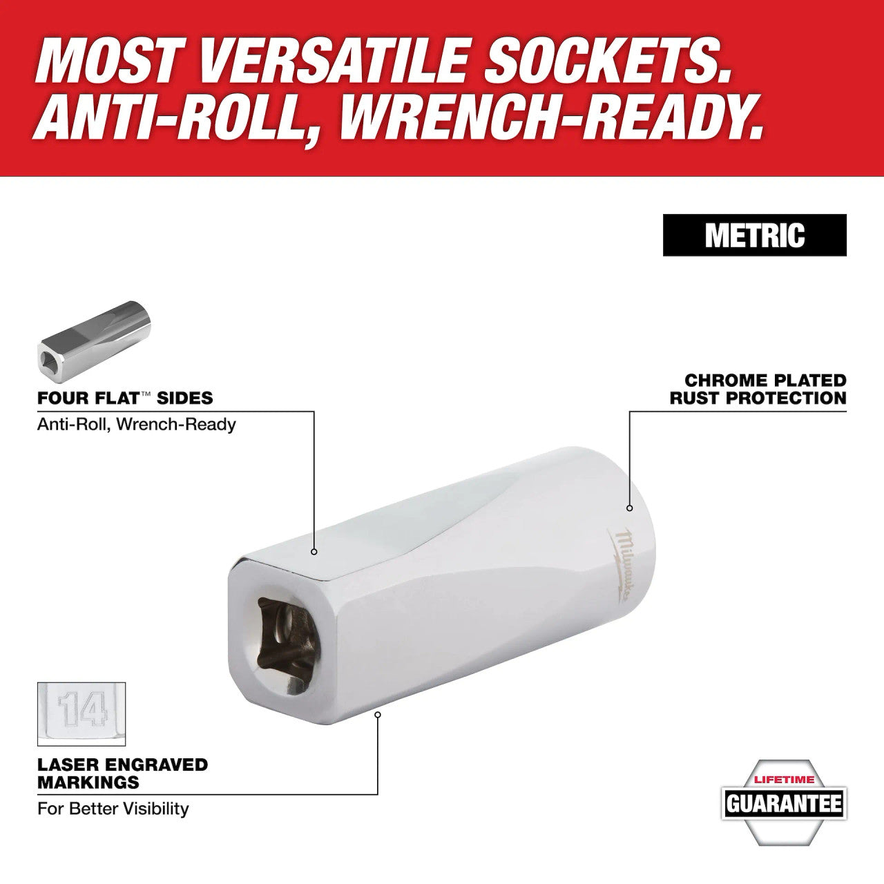 10 PC METRIC 3/8" Drive Deep Well Socket with Four Flat™ Sides (48-22-9505)