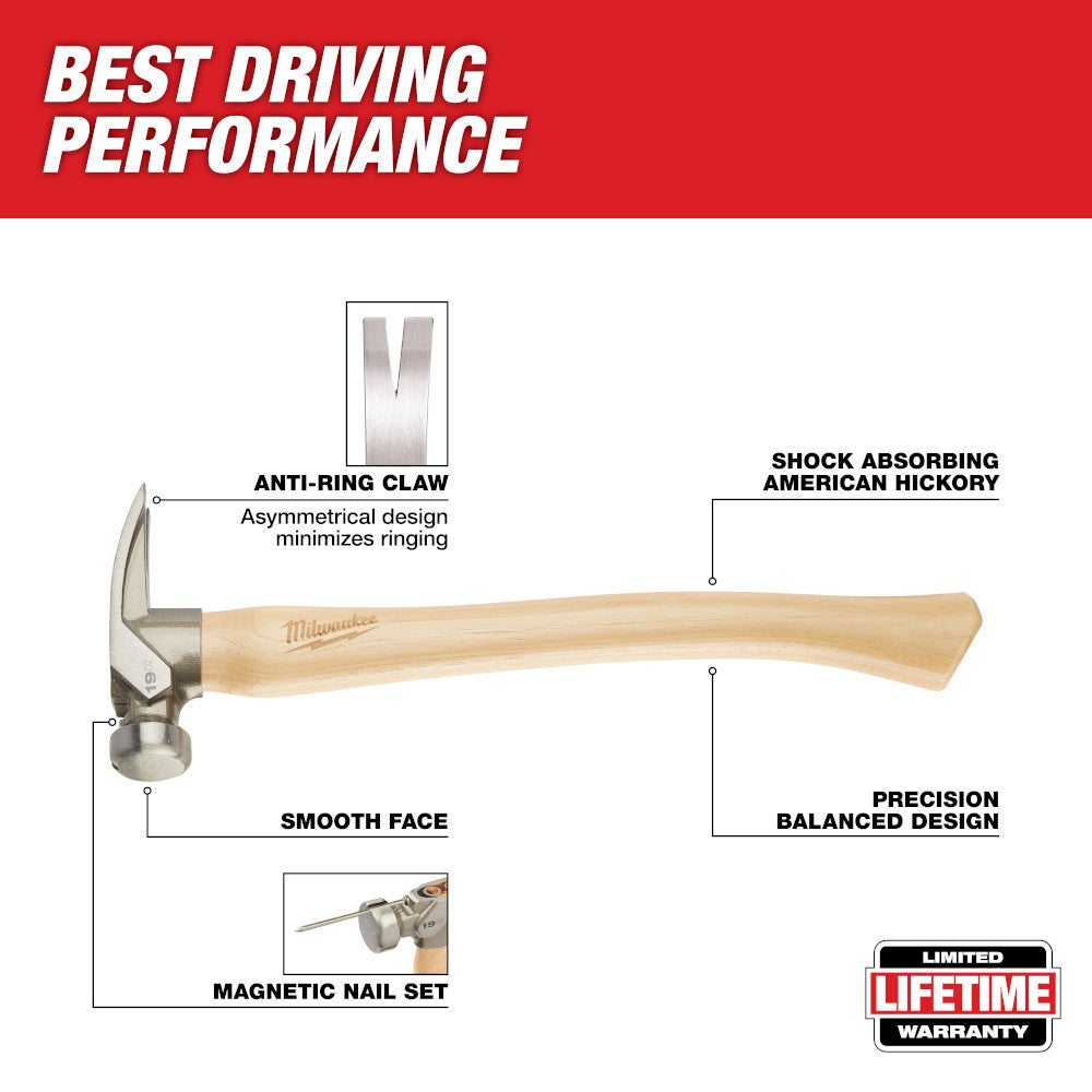 19OZ SMOOTH FACE HICKORY HAMMER-(48-22-9519)