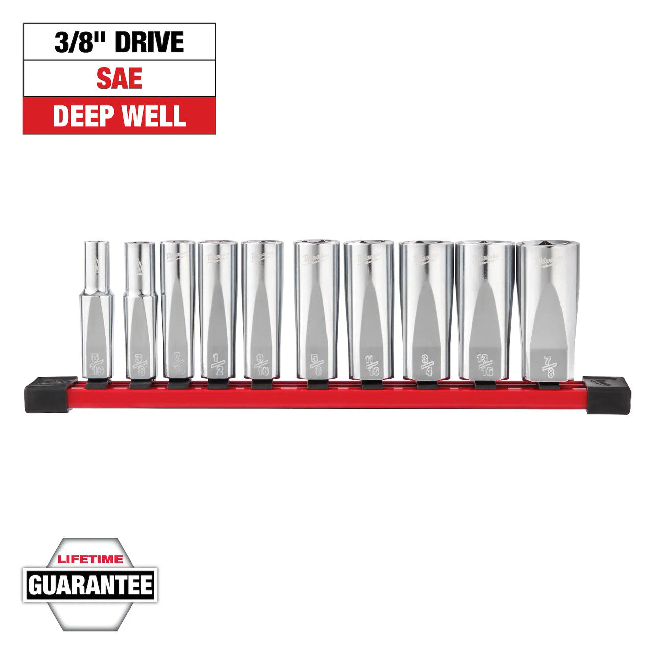 10 PC SAE 3/8" Drive Deep Well Socket with Four Flat™ Sides (48-22-9405)