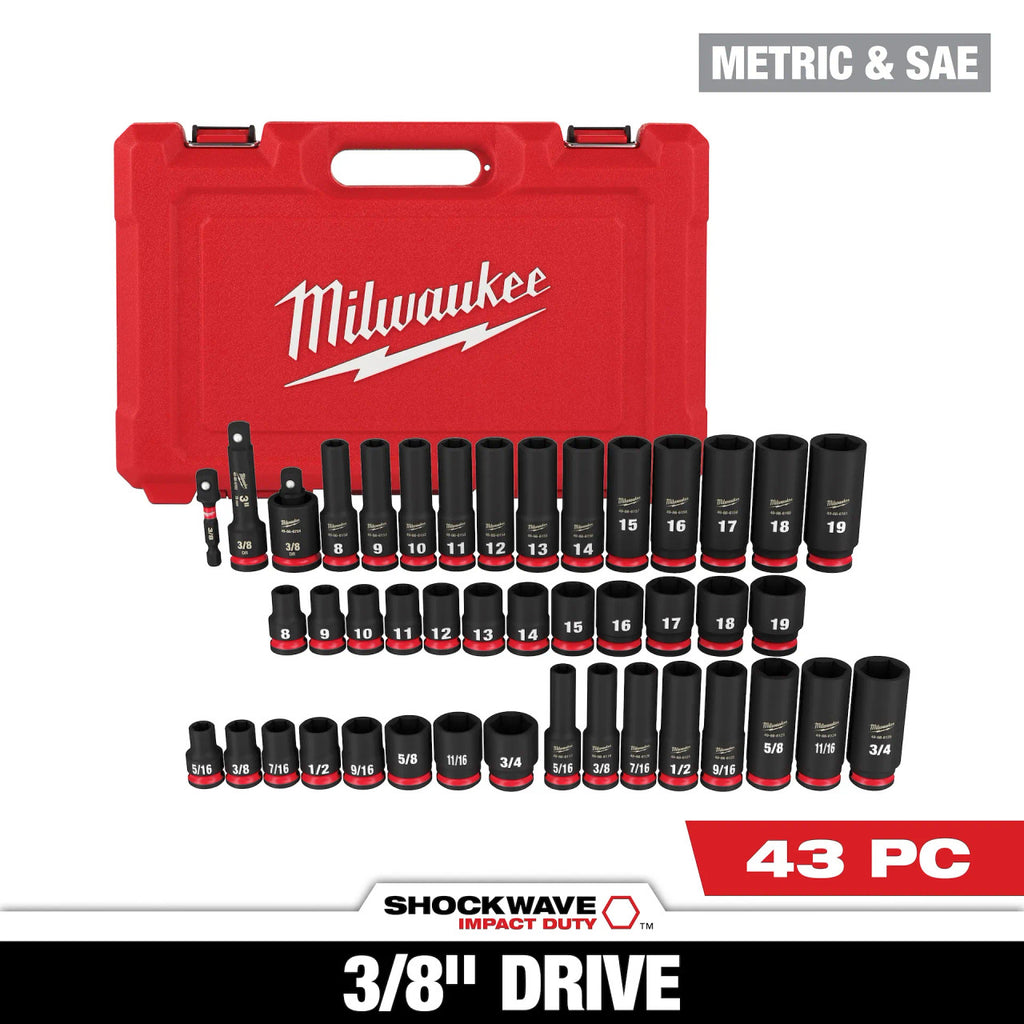 43 PC Shockwave™  3/8" Drive SAE & METRIC Deep 6 Point Set (49-66-7009)
