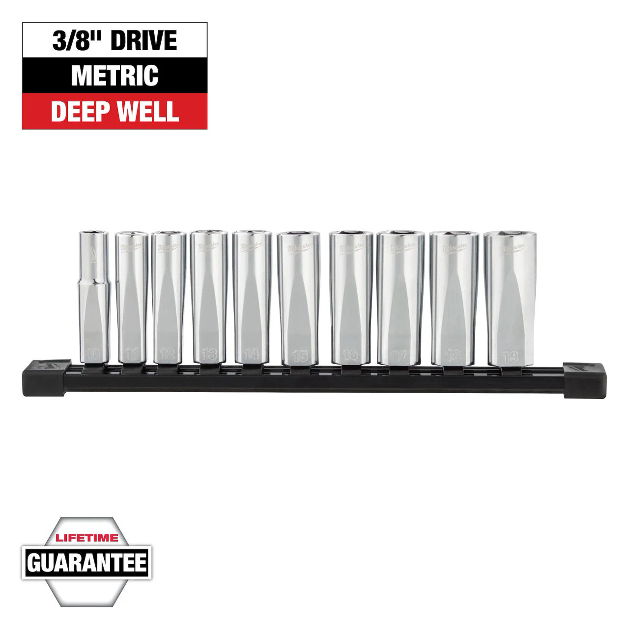 10 PC METRIC 3/8" Drive Deep Well Socket with Four Flat™ Sides (48-22-9505)