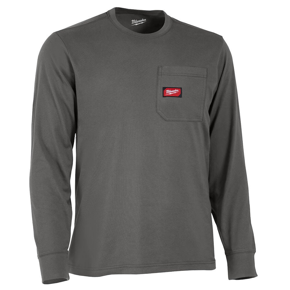 GRIDIRON™ Pocket T-Shirt - Gray Long Sleeve