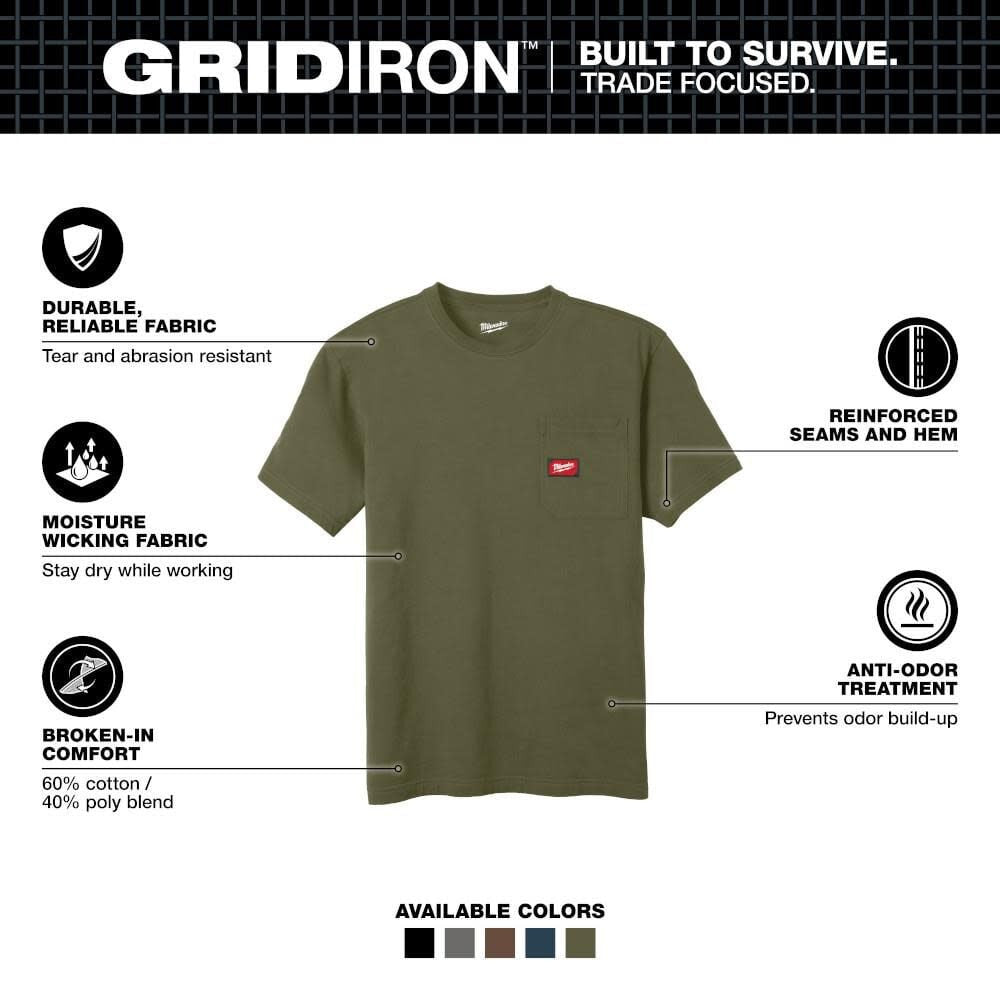 GRIDIRON™ Pocket T-Shirt - Green Short Sleeve